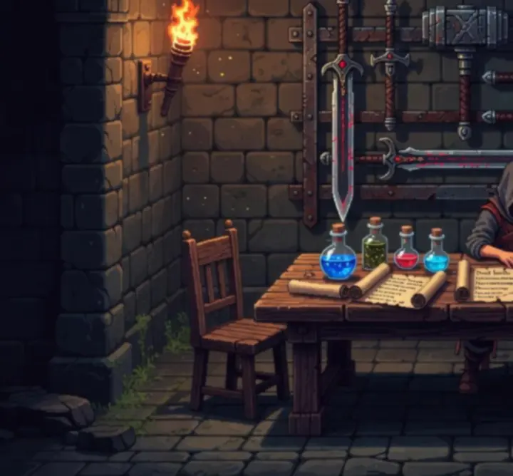 Zaawansowany ekran konfiguracji builda w Dead Cells z ekwipunkiem i mutacjami