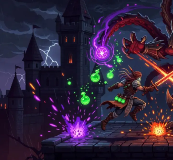 Intensywna walka z bossem w Dead Cells